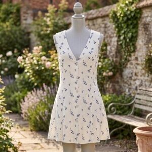 Universal Thread Cream Floral V-Neck Mini Dress